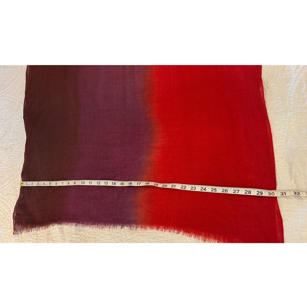 Peruvian Connection Wool Silk Ombre Scarf Red Burgundy Purple Fringe Wrap Shawl - Picture 5 of 6